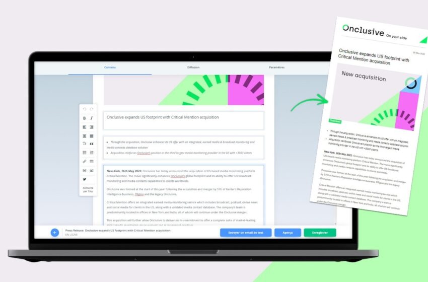  Onclusive lancia in Italia PR Manager, la prima piattaforma all-in-one che unisce la gestione delle relazioni con i media con l’invio dei comunicati stampa e l’individuazione dei giornalisti
